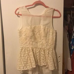 Anthropologie beige lace peplum